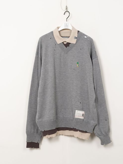 トリプルレイヤードニットプルオーバー - TRIPLE LAYRED KT PO (GREY)