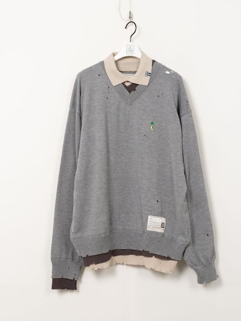 トリプルレイヤードニットプルオーバー - TRIPLE LAYRED KT PO (GREY)