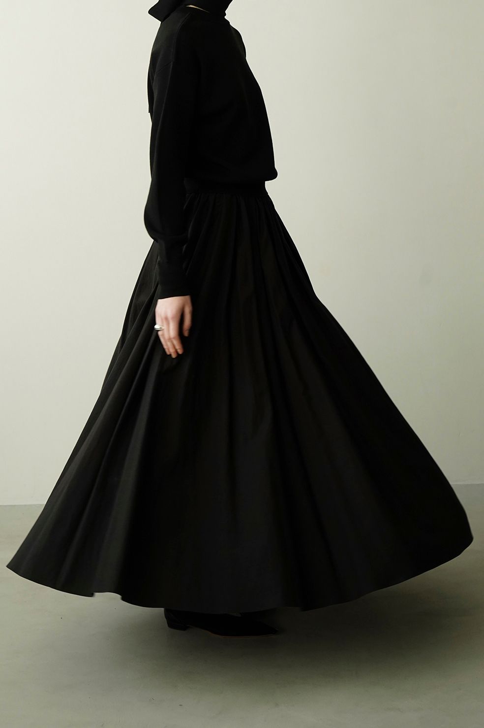 CLANE - ボリューム マキシ スカート - VOLUME MAXI SKIRT BLACK
