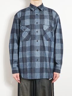 バッファロー チェックシャツ - BUFFALO CHECK BAL COLLAR COAT - Discharge printing -
