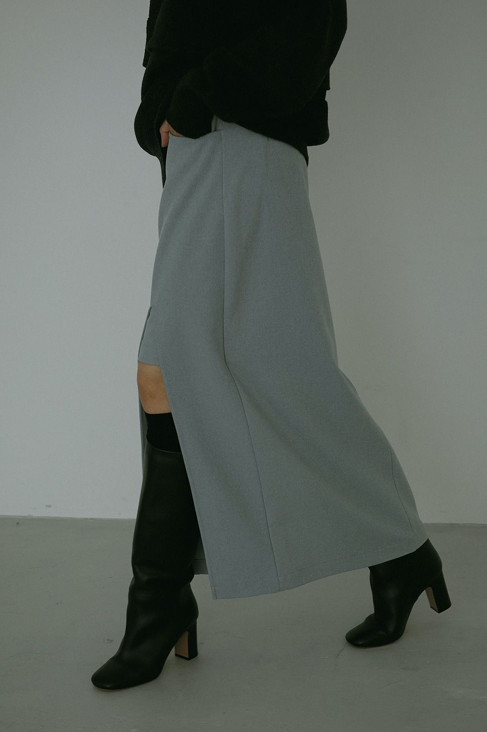 SLIT LAYERED SKIRT - スリットレイヤードミニスカート - LIGHT BLUE