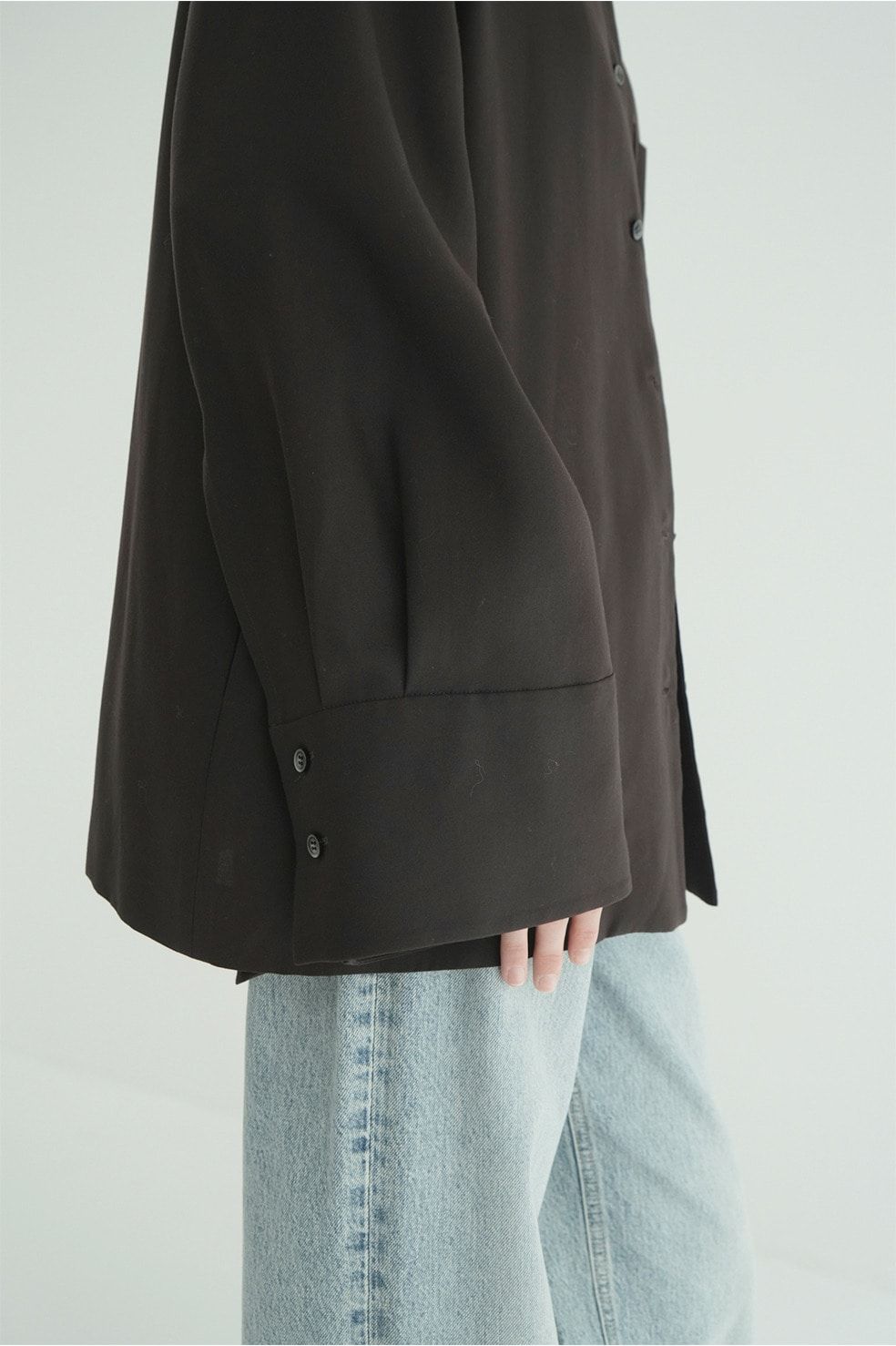 テンセルシャツジャケット - TENCEL SHIRT JACKET (BROWN)
