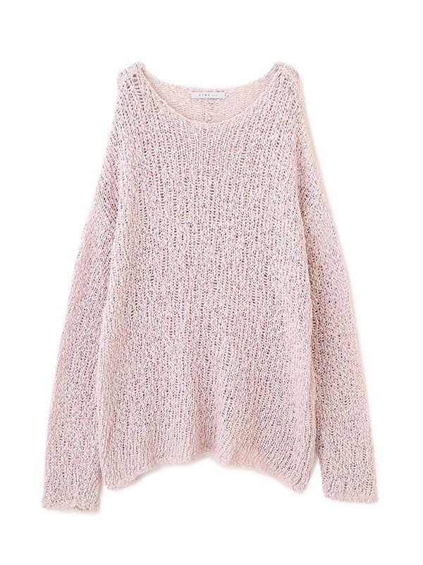 スラブヤーンローゲージニットプルオーバー (PINK)