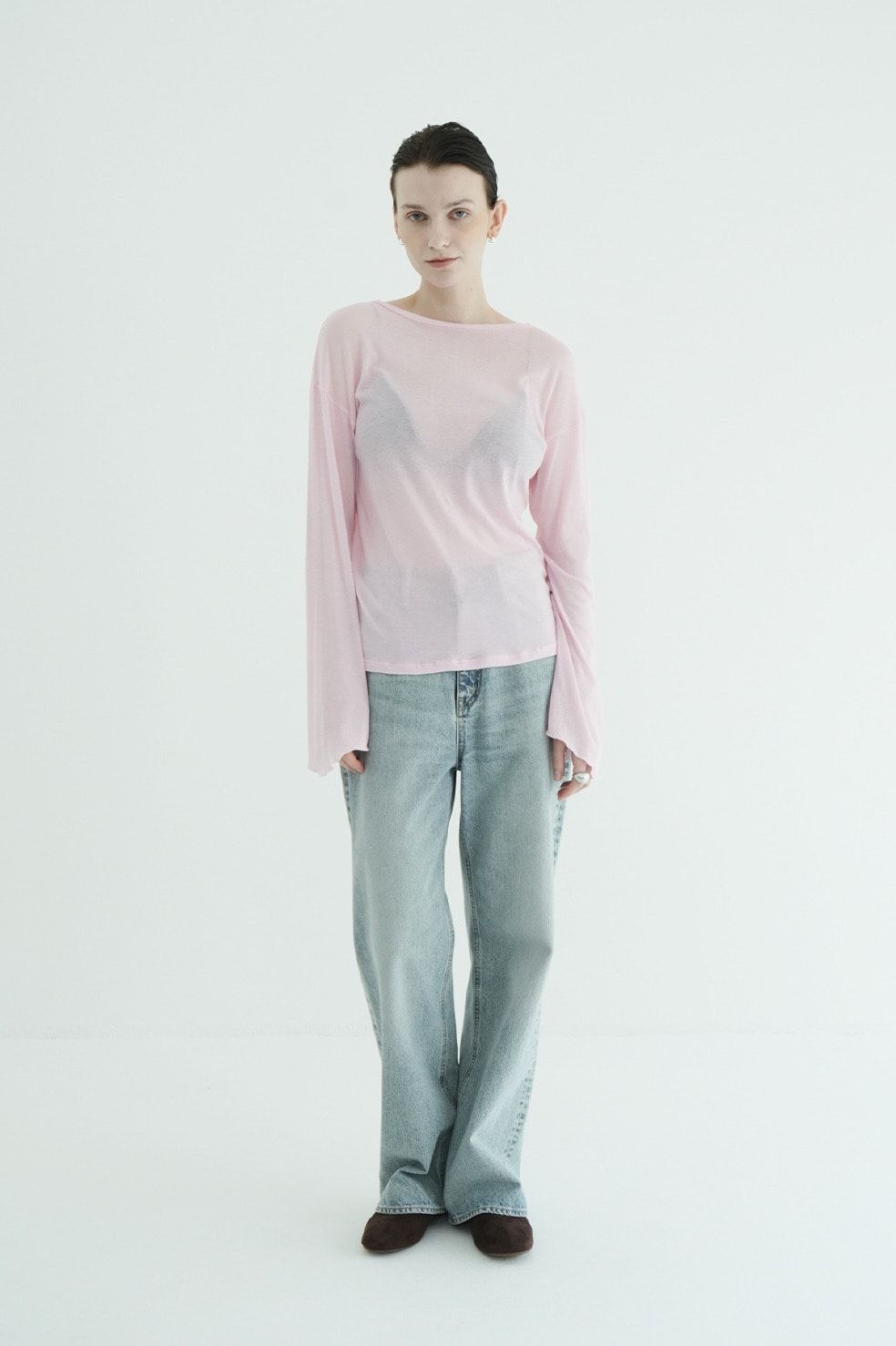 シアールーズロンティー - SHEER LOOSE CUT TOPS (PINK)