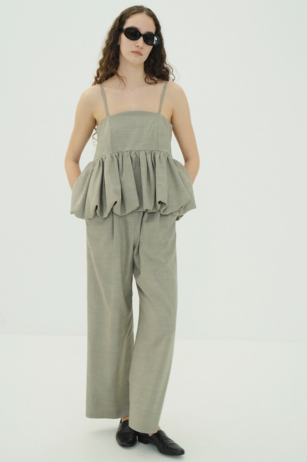 オールインワン -  PEPLUM LAYERED ALL IN ONE (GRAY)