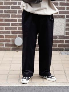 ノータック チノ パンツ / トラウザーズ - NO TUCK WIDE CHINO TROUSERS - BLACK