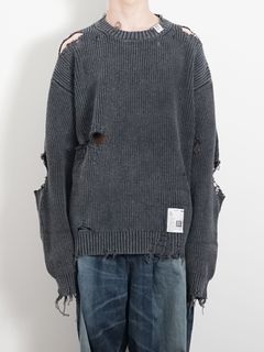 ブリーチドニットセーター - Bleached Knit Sweater - BLACK
