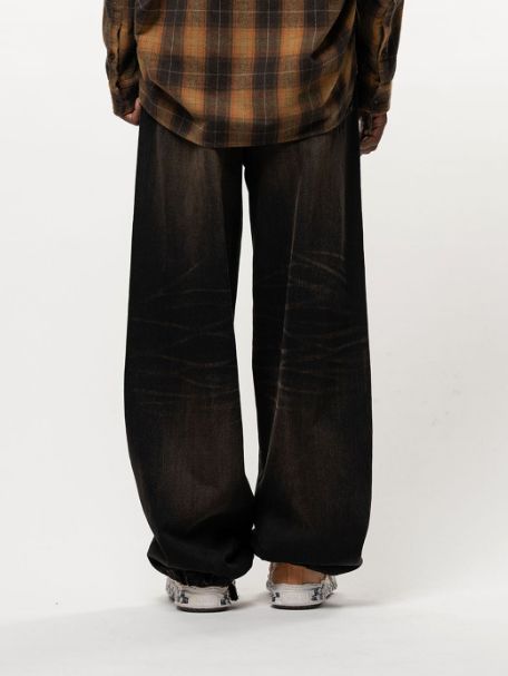 コンバインド スウェット デニム パンツ - Combined Sweat Denim Pants（BLACK)