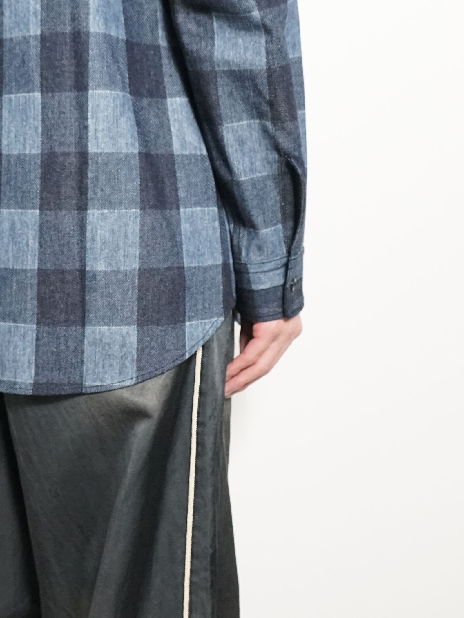 バッファロー チェックシャツ - BUFFALO CHECK BAL COLLAR COAT - Discharge printing -