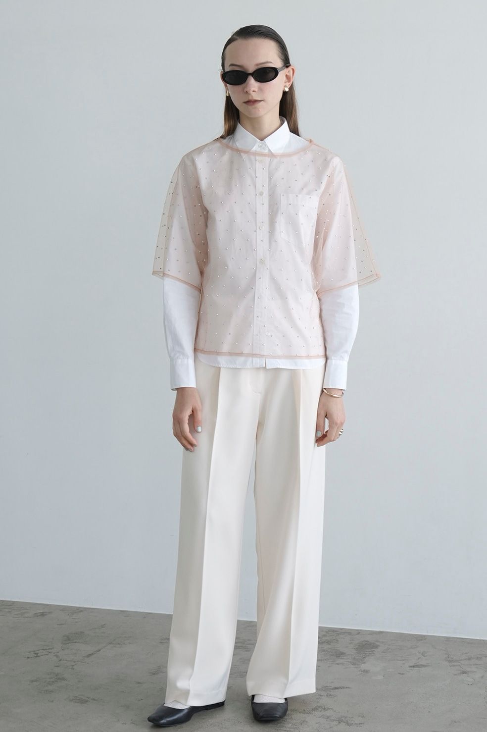 tシャツ CLANE/クラネ RHINESTONE SHEER TOPS/ラインストーン シアートップス レディース CLANE - ラインストーンシアートップス - RHINESTONE SHEER TOPS