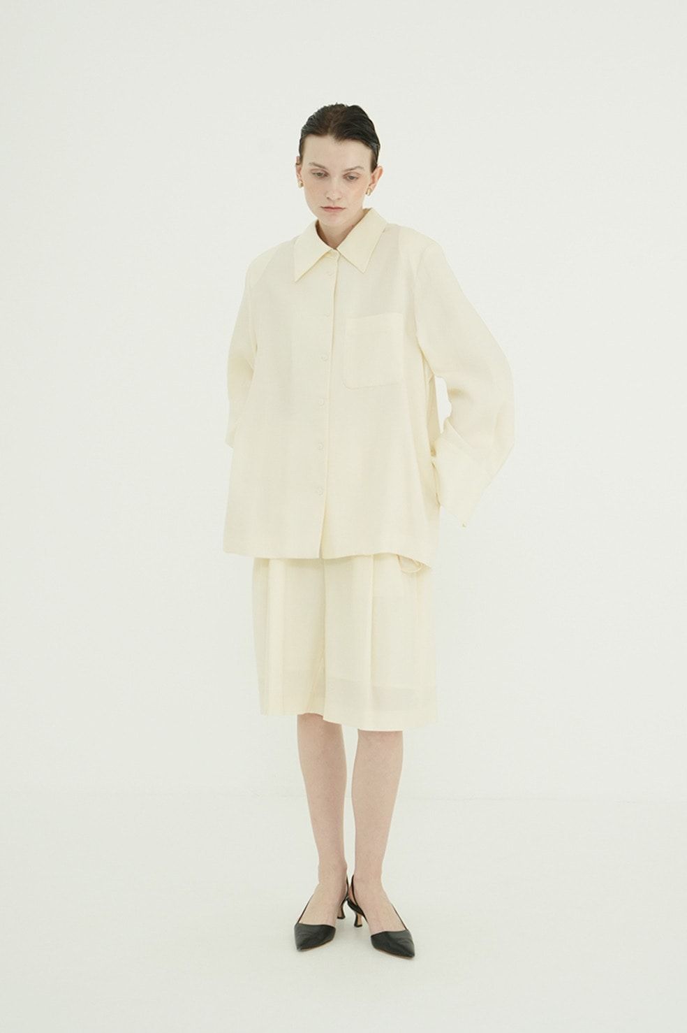 テンセルハーフパンツ - TENCEL HALF PANTS (IVORY)