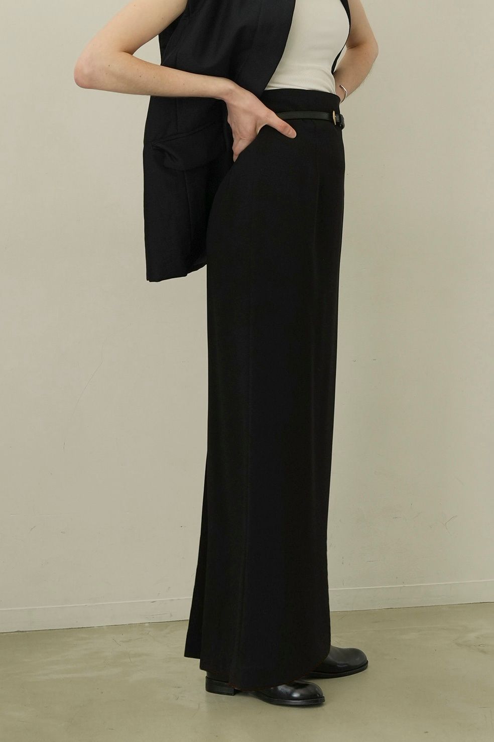 ハイウエストマキシスカート - BLACK - HIGH WAIST STRAIGHT MAXI SKIRT