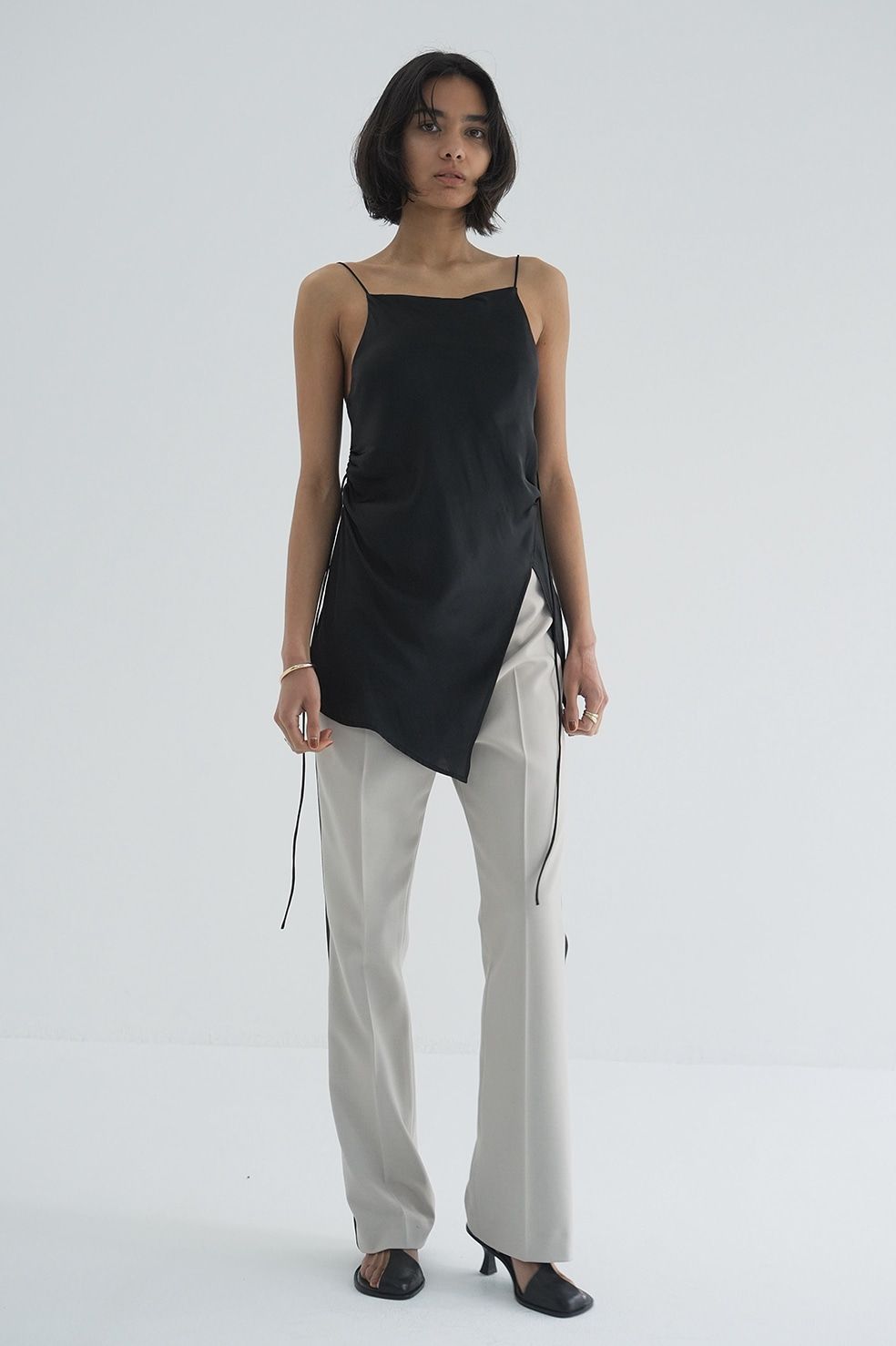 CLANE ドレープサテンキャミソール アイボリー　サイズ1 CLANE - ドレープサテンキャミソール - DRAPE SATIN CAMISOLE