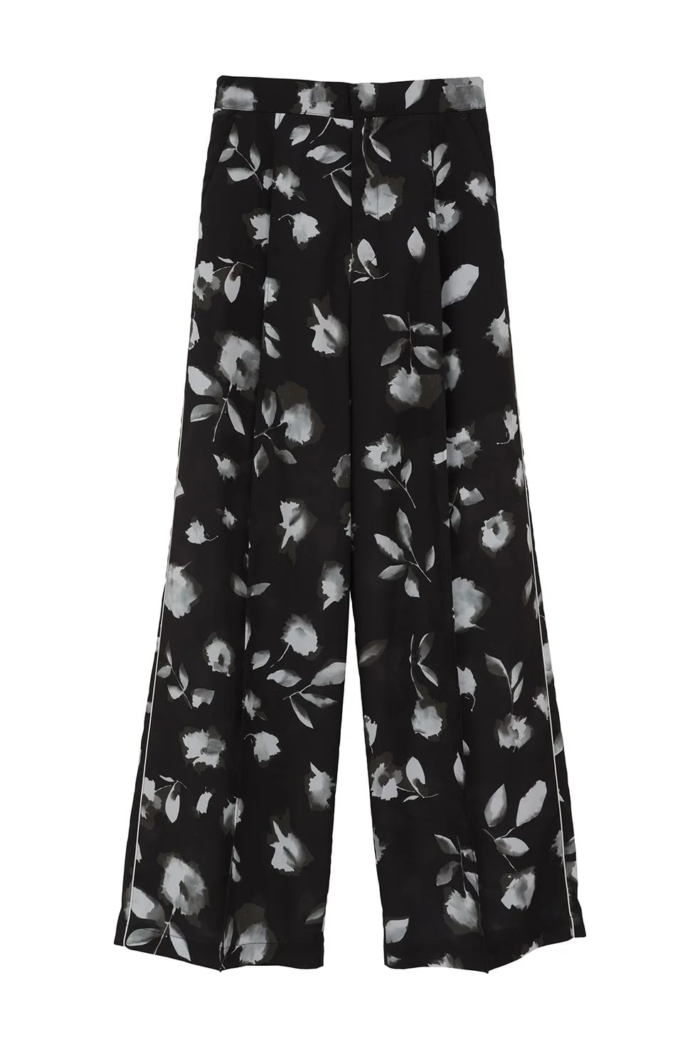 フラワーワイドパンツ - BLURRED FLOWER WIDE PANTS - BLACK