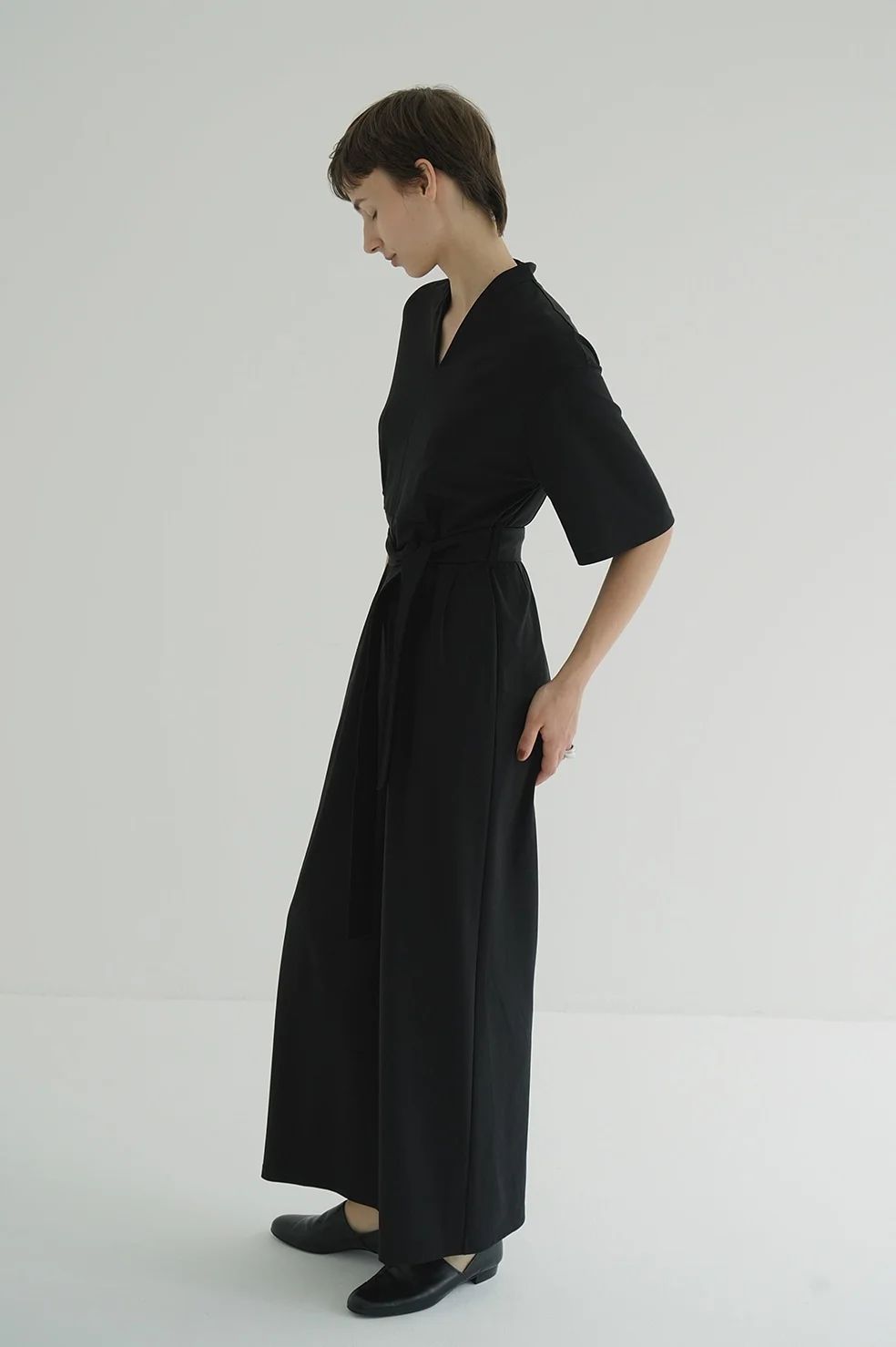 オールインワン - STAND COLLAR LOOSE ALL IN ONE - BLACK