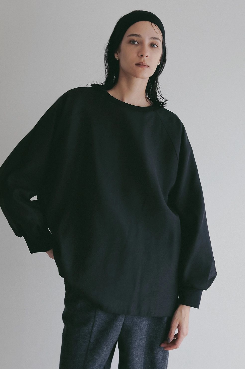 シアーレイヤード カットトップス | SHEER LAYERED CUT TOPS (BLACK)