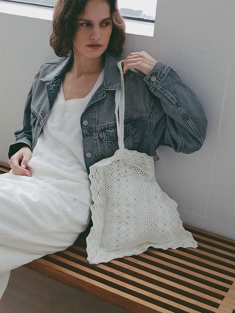 クロシェレーストートバッグ（OFF WHITE)