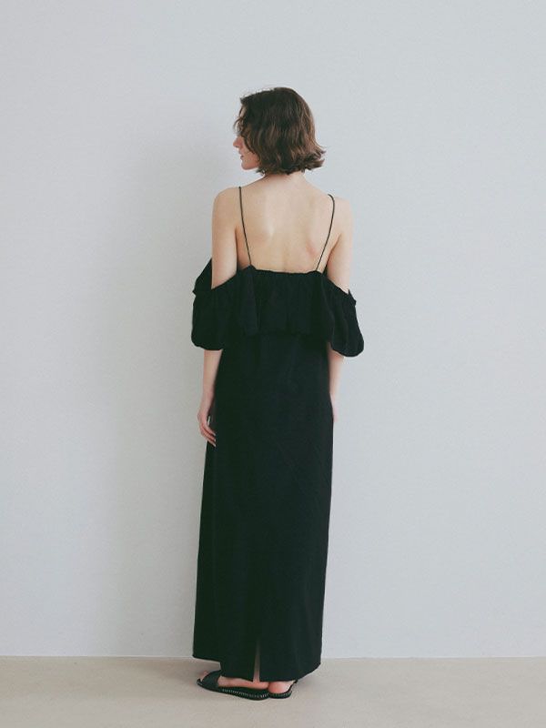 フリルキャミベアワンピース（BLACK)