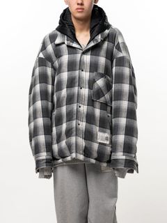 フード チェックシャツ ブルゾン - HOODED CHECK SHIRT JACKET (BLACK)