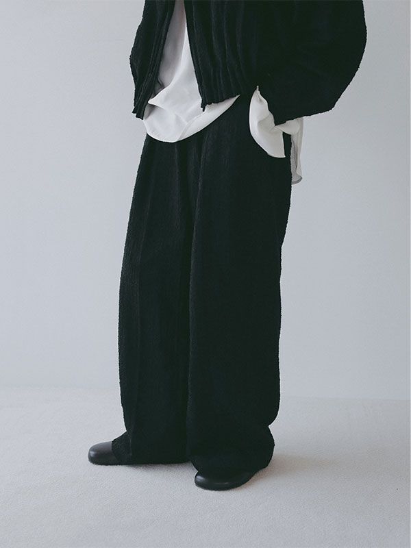 コットンジャガードカーブパンツ （BLACK)