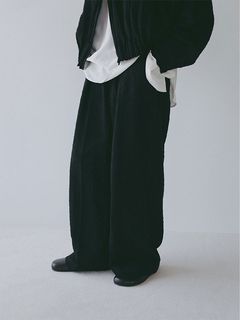 コットンジャガードカーブパンツ （BLACK)