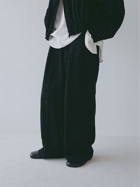 コットンジャガードカーブパンツ （BLACK)