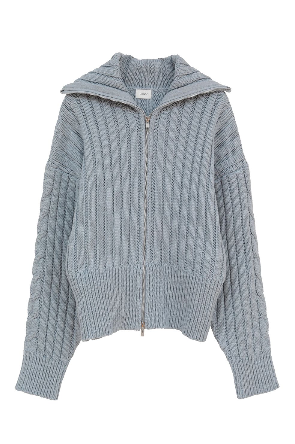コットンリブニットブルゾン - COTTON RIBKNIT BLOUSON (BLUE)