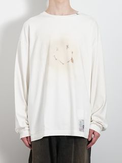 ディストレスト スマイリー ロングスリーブカットソー  / DISTRESSED SMILY LT / WHITE