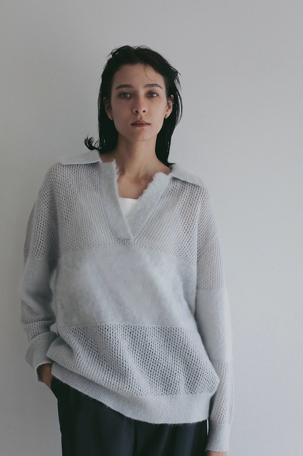 モヘアポロニット - MOHAIR POLO KNIT (LIGHT BLUE)