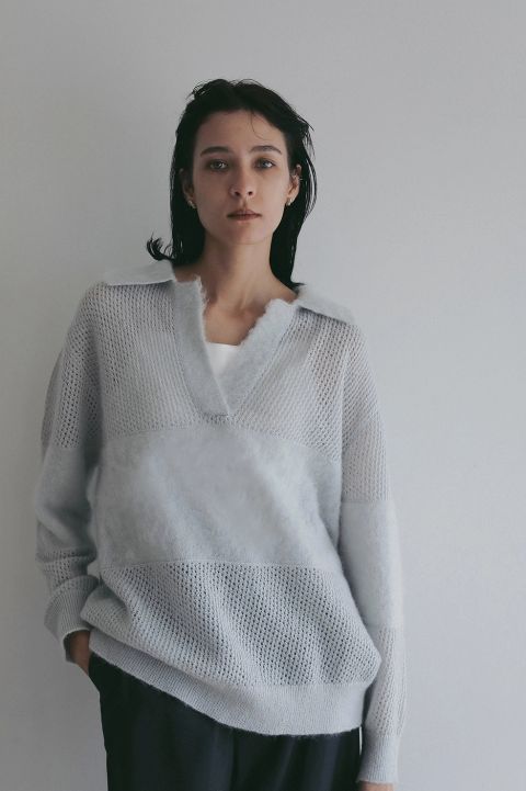 モヘアポロニット - MOHAIR POLO KNIT (LIGHT BLUE)