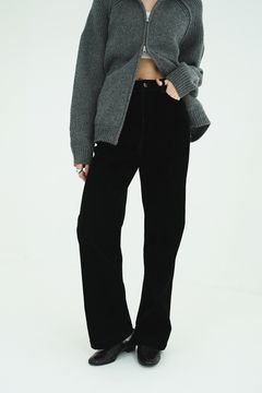 ハイウエスト フロッキーパンツ | FLOCKY CENTER PRESS PANTS（BLACK)