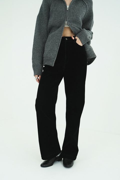 ハイウエスト フロッキーパンツ | FLOCKY CENTER PRESS PANTS(BLACK)