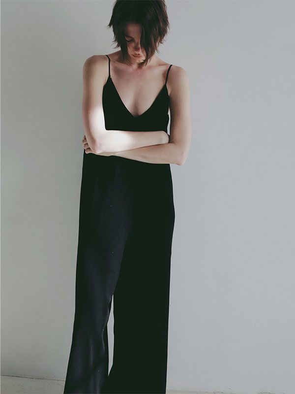 キャミソールニットオールインワン - BLACK