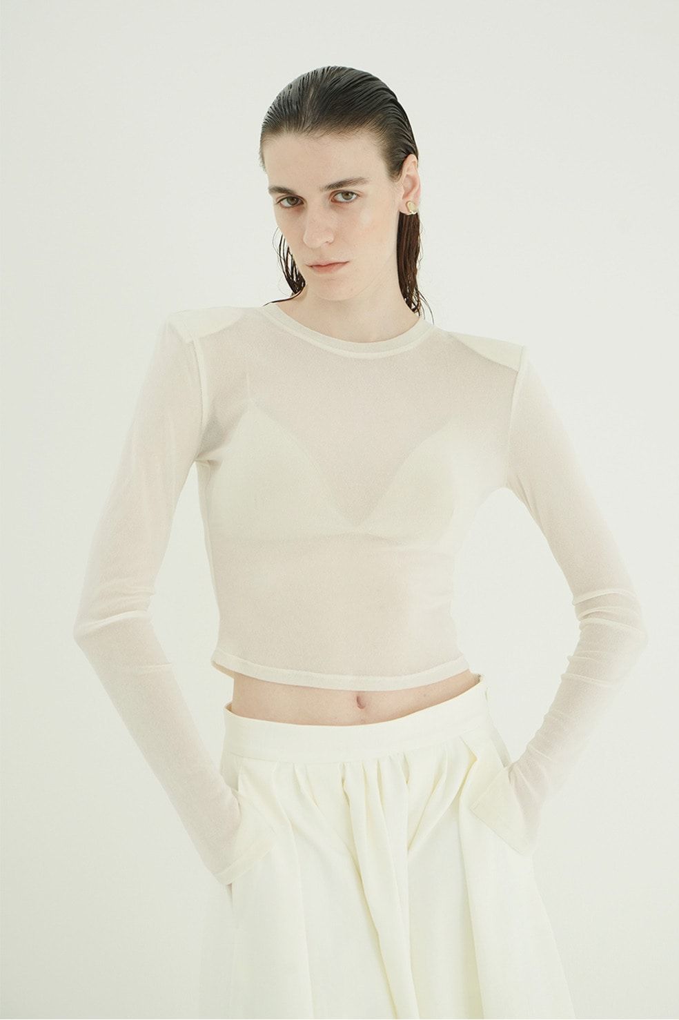 チュールフロッキーコンパクト トップス - FLOCKY FORM TIGHT TOPS (WHITE)