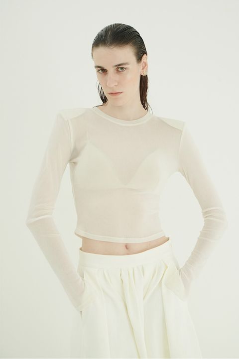 チュールフロッキーコンパクト トップス - FLOCKY FORM TIGHT TOPS (WHITE)
