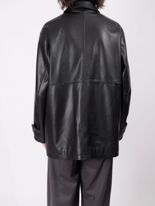 レザーカーコート -  LEATHER CAR COAT - BLACK