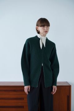 ジップ リブ ニット トップス - ZIP RIB KNIT TOPS GREEN