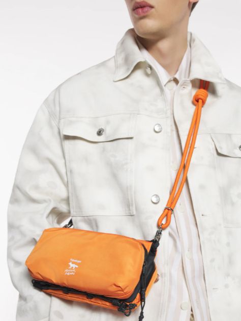 【Topologie / トポロジー】 アジャスタブルロープストラップ 刻印カラビナ付き 86〜150cm marigold red