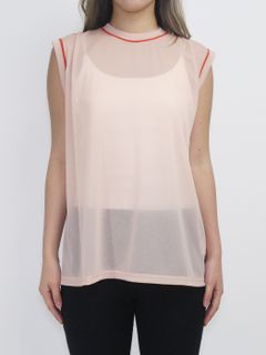 ノースリーブカットソー - LINE SHEER S/S - PINK