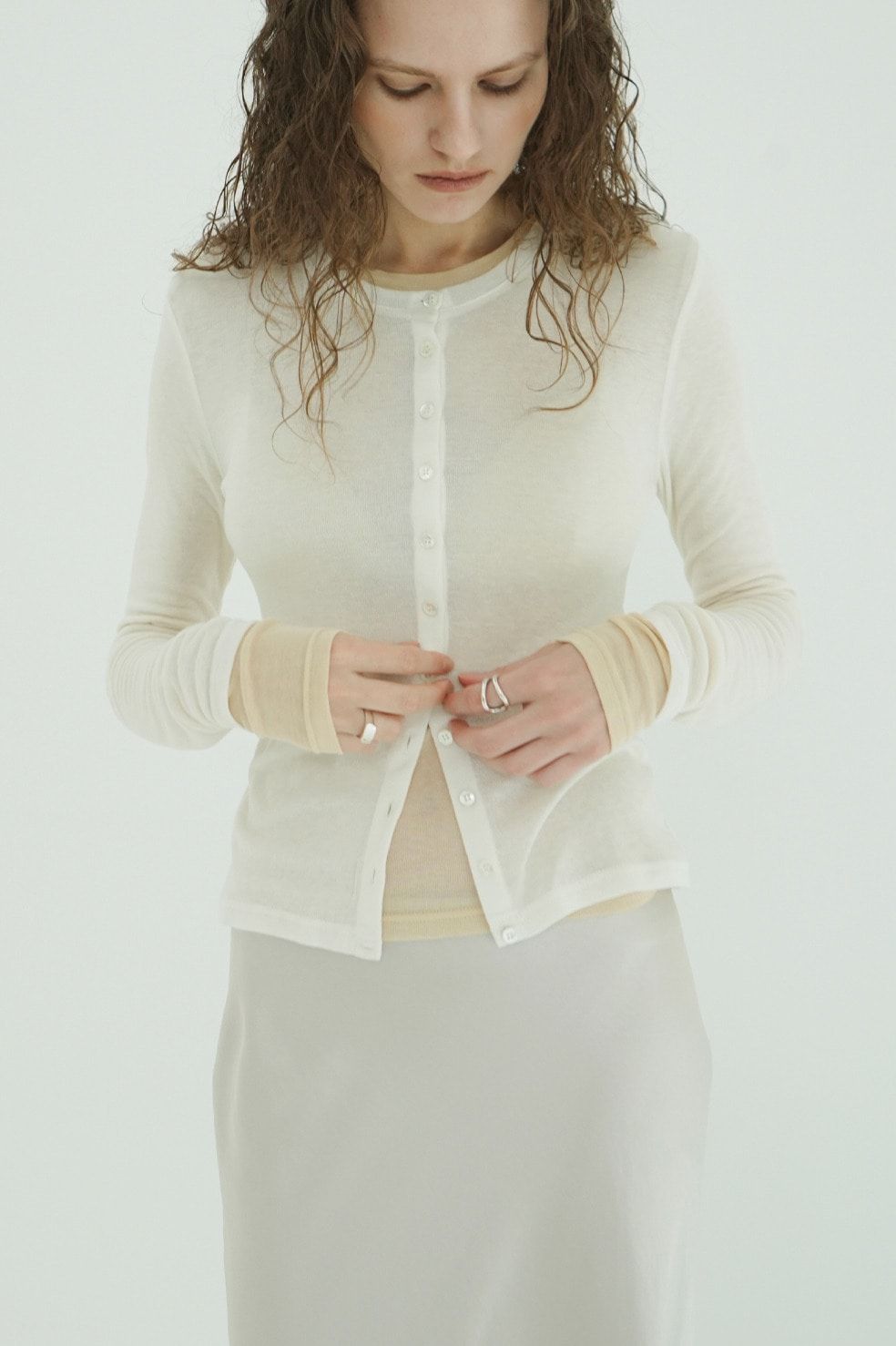 ソフトシアーレイヤードトップス - SOFT SHEER LAYERED TOPS(IVORY)