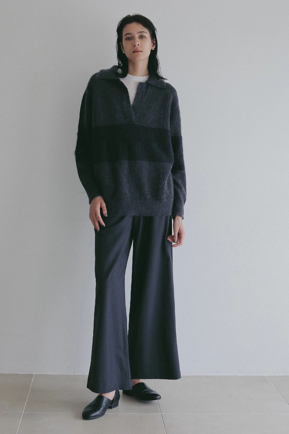 モヘアポロニット - MOHAIR POLO KNIT (CHARCOAL GRAY)