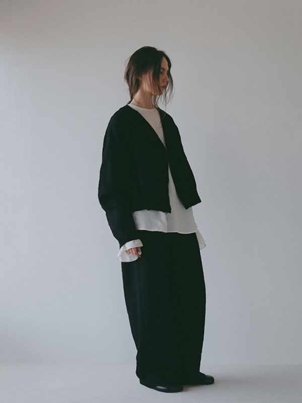 コットンジャガードカーブパンツ （BLACK)