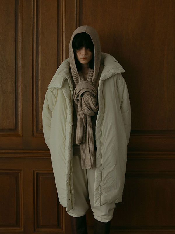 フーディーニットストール - BEIGE