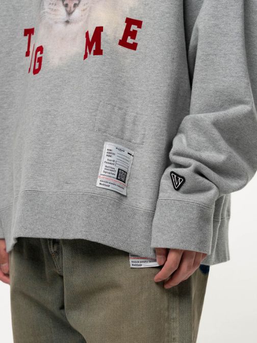 キャット プリント スウェットシャツ - Cat Printed Sweatshirt (GREY)