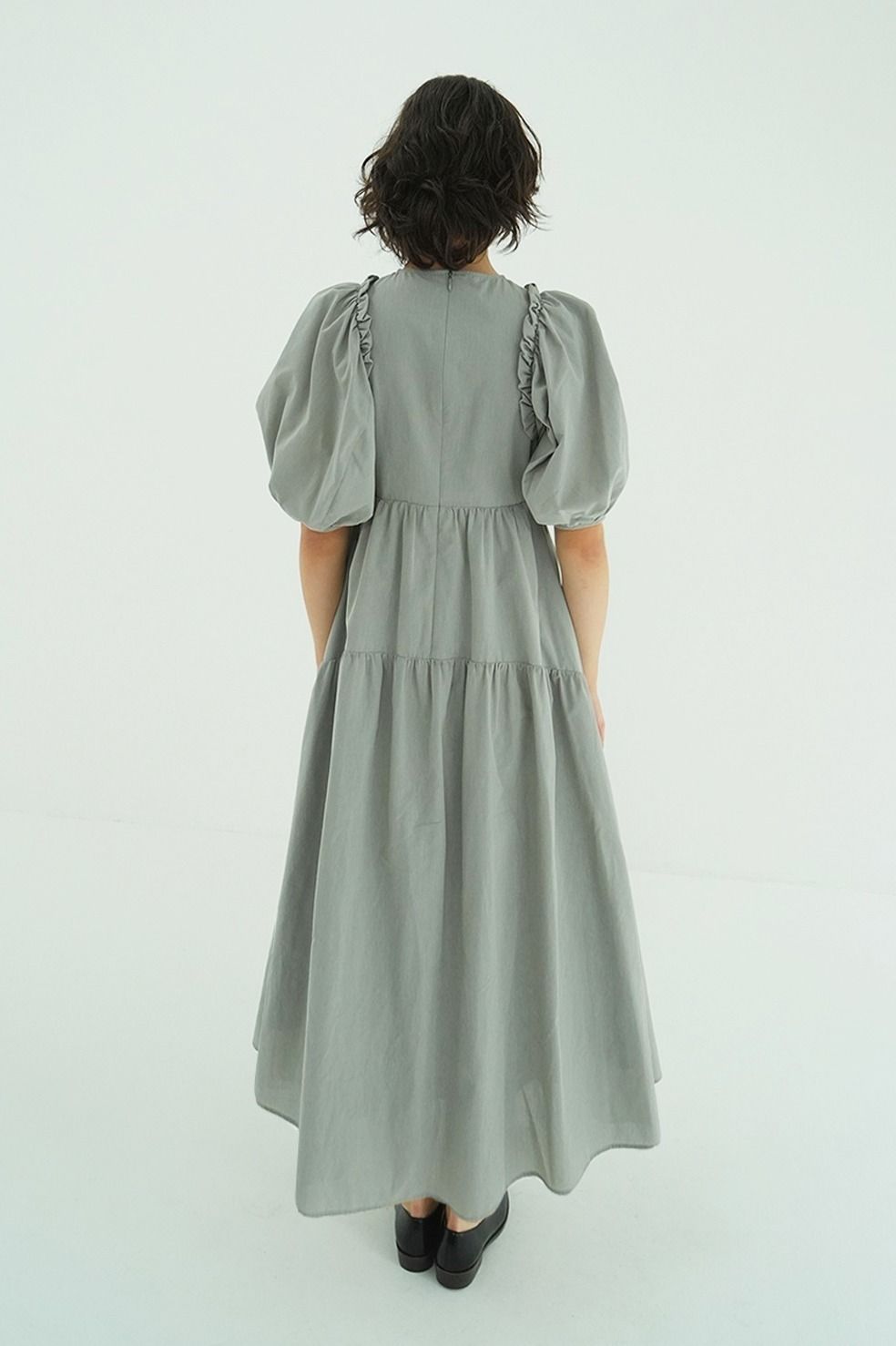 バルーンフリルワンピース -  BUBBLE FRILL ONEPIECE (MOSS GREEN)