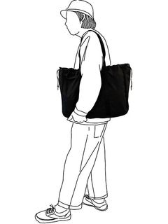 巾着トート L  - BLACK