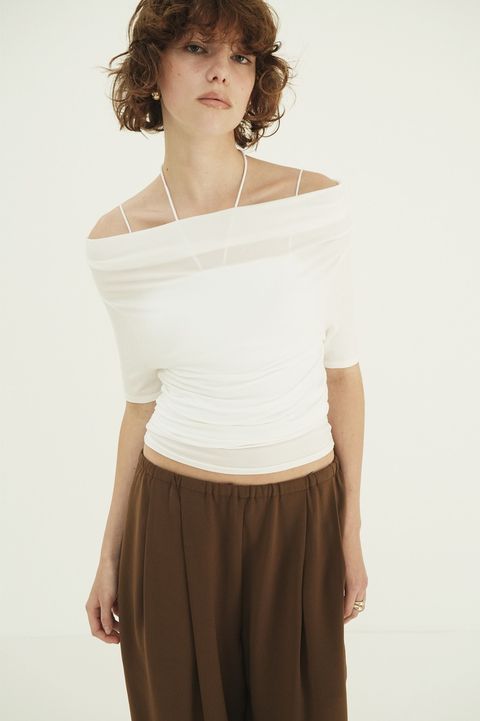 ベアトップ -  THIN CORD HALTER NECK TOPS (WHITE)