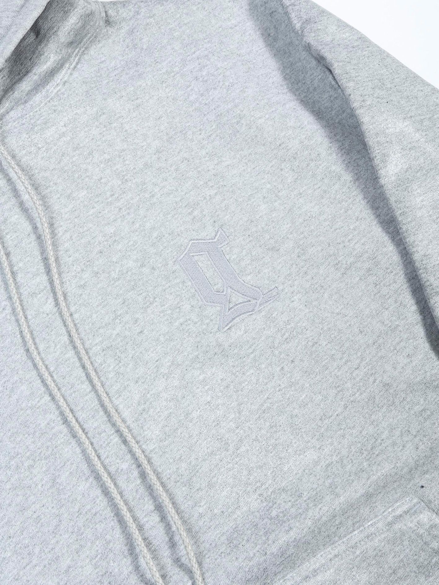 ロゴ刺繍コーティングスウェットパーカー - Logo Embroidery Coating Hoodie - HEATHER GRAY