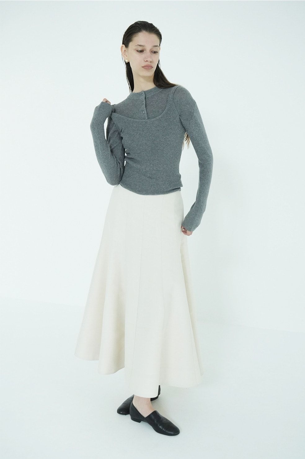 ニットカーディガン×タンクトップ セット -  BUTTON CARDIGAN TANK SET (MIX)