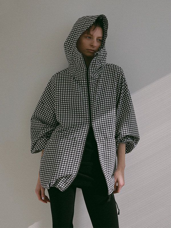 サッカーストレッチフードブルゾン (CHECK)